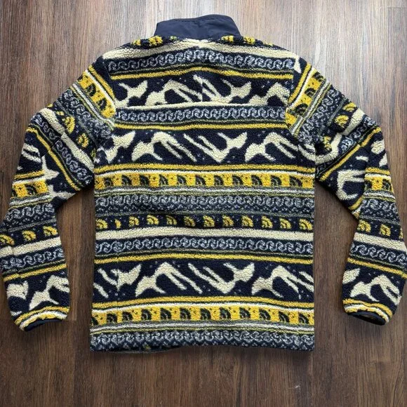 The North Face Fleece Jacket Full Zip Aztec Campshire Mens Medium Yellow Blue - Picture 2 of 6